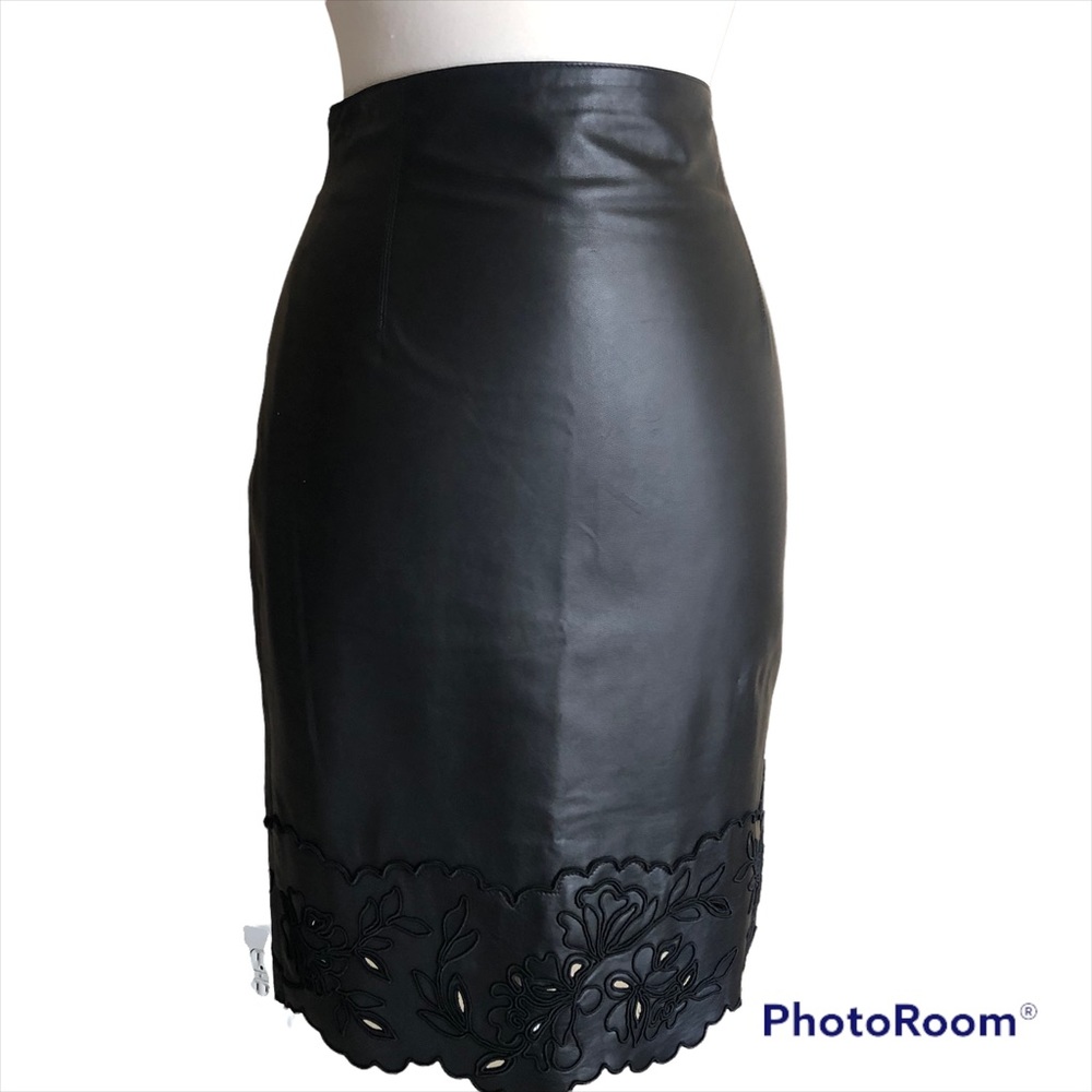 Fontana Couture Black High Waist Fine Leather Skirt